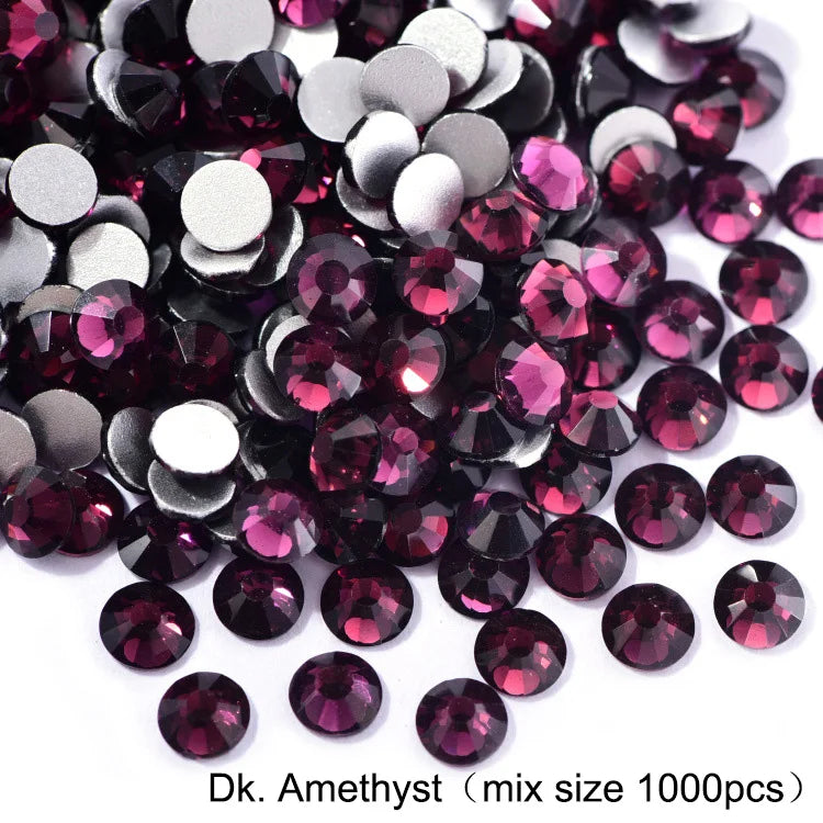 1440Pcs/Pack Flatback 3D Glass Swarovsky DIY Nails Rhinestones Art Decoration Shiny Crystal Stones Gems Manicure