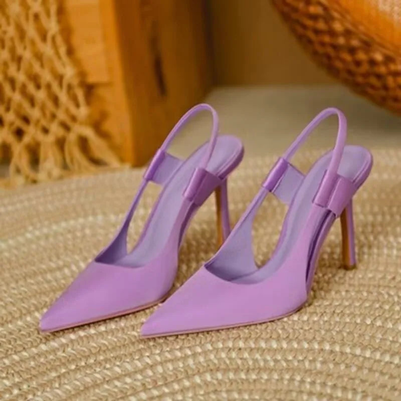 Women Sandals New Summer High Heels Closed Toe Single Sandals Thin Mid-heeled Fashion Hollow Pointed Toe Women Sandals