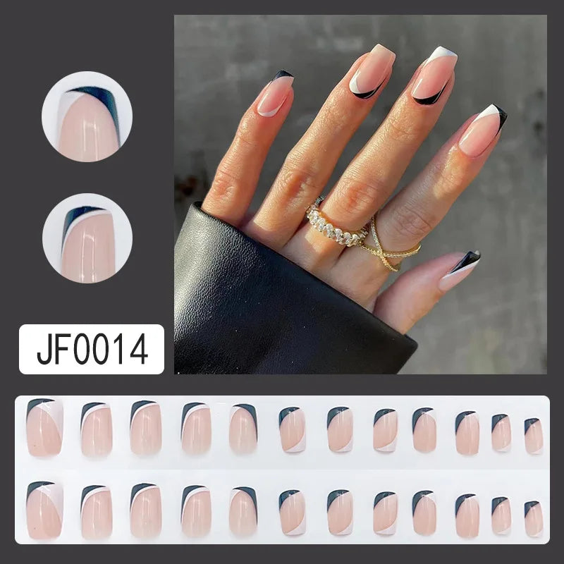 24Pcs/Set Love Ballerina Press on Nails Sets Free False Nails Adhesive Full Cover Artificial Art Fake Nail Professional Material
