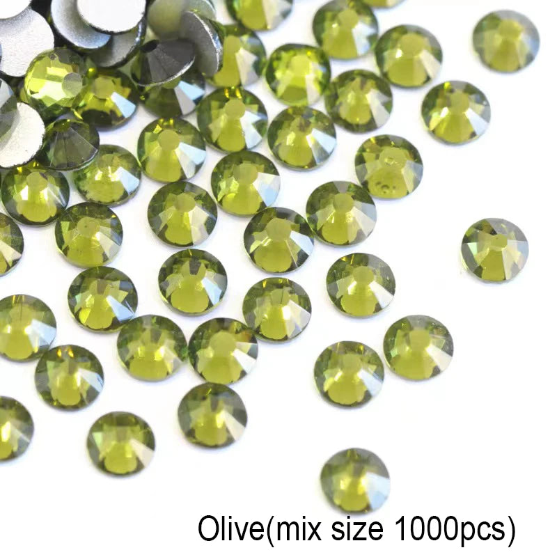 1440Pcs/Pack Flatback 3D Glass Swarovsky DIY Nails Rhinestones Art Decoration Shiny Crystal Stones Gems Manicure