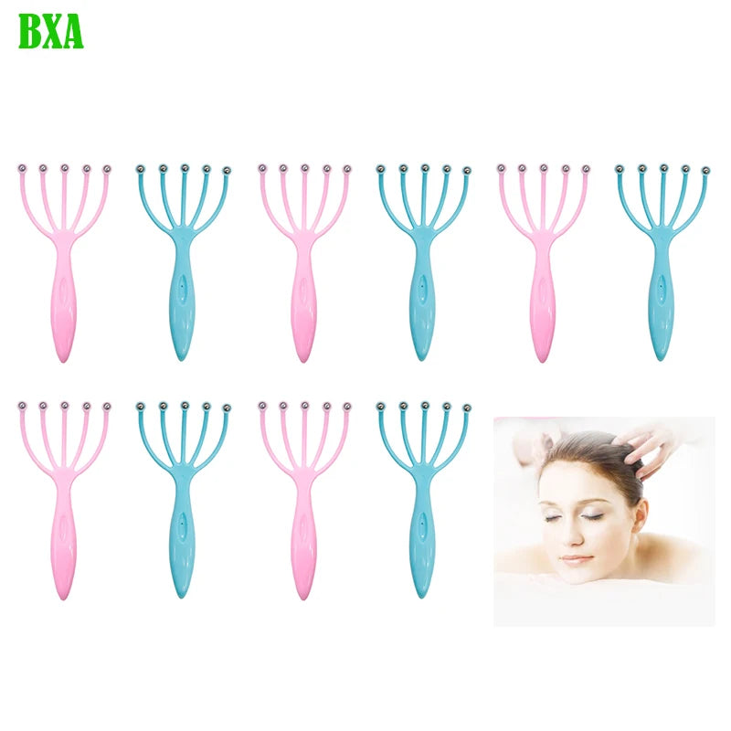 Soft Handheld Head Scalp Massager Neck Ball Comb Roller Five Finger Claws Steel Relax SPA Hair Care for Scratching Head Relief