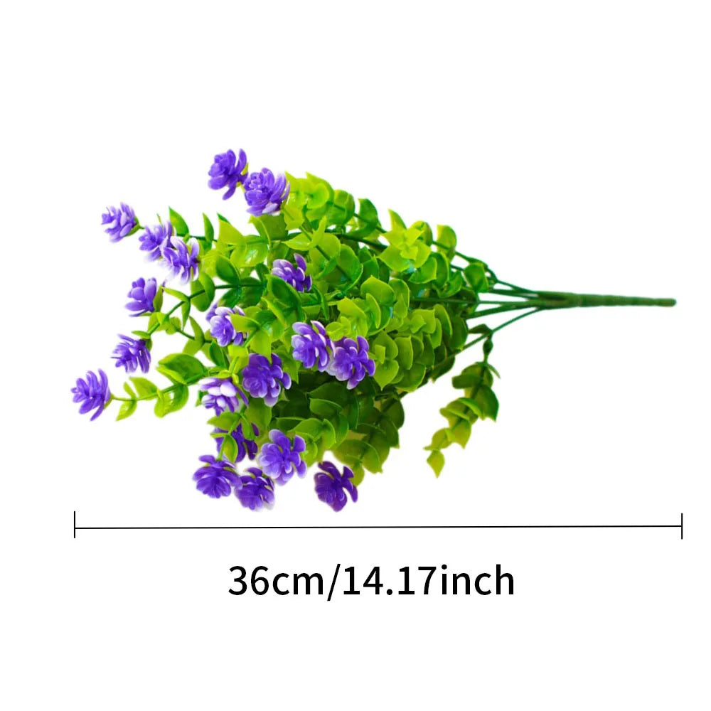 1 Bundle Artificial Flowers Outdoor UV Resistant Shrubs Plants Fake Flower Greenery for Office Kitchen Wedding Garden Decor