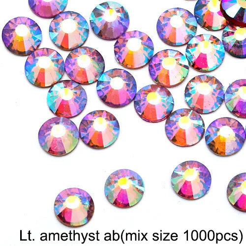 1440Pcs/Pack Flatback 3D Glass Swarovsky DIY Nails Rhinestones Art Decoration Shiny Crystal Stones Gems Manicure