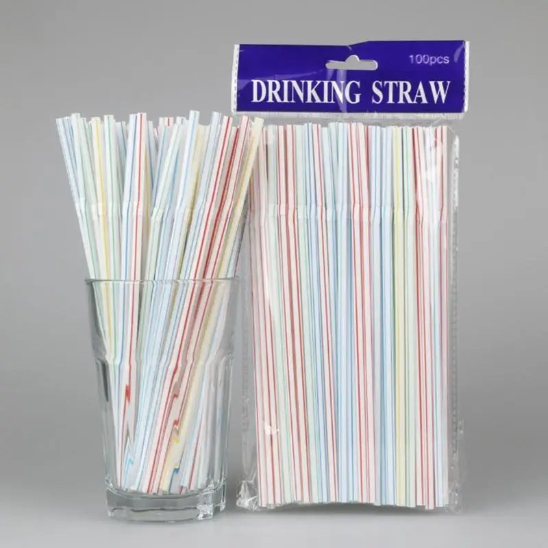3X100PC Colorful Bendable Straw Drinking Kunststof Straw for Milk Tea Bar Party Rietjes Drinking Wedding Kitchen Beverage Straws