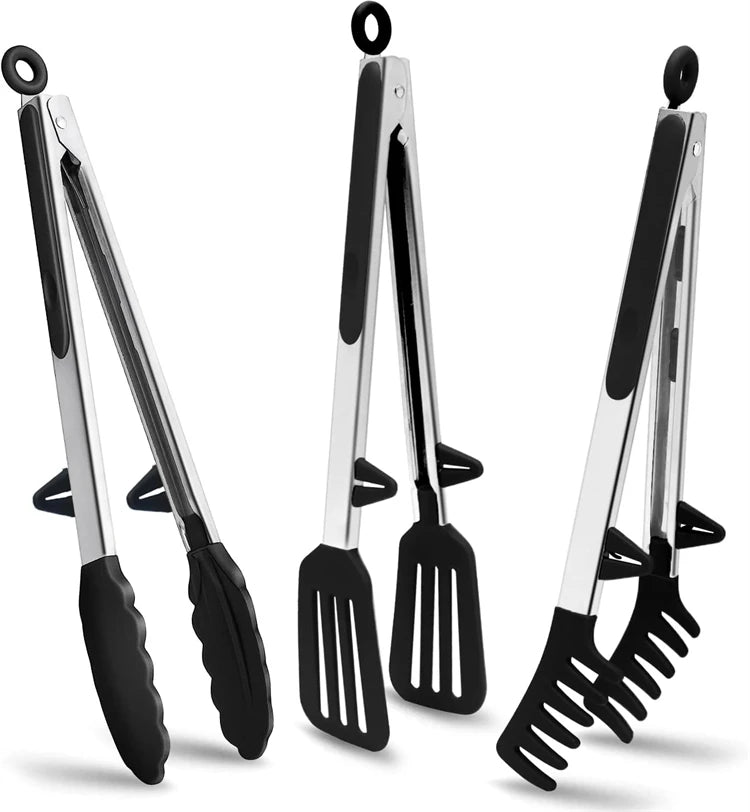 LMETJMA Kitchen Tongs Silicone Food Tongs Non Stick Cooking Serving Tongs For BBQ Salad Steak Pasta Spaghetti Noodles JT302