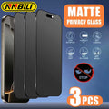 NNBILI 3pcs Full Cover Matte Privacy Screen Protector For iPhone 17 16 15 14 13 12 11 Pro Max Plus Mini X XS Anti-Peeping Glass