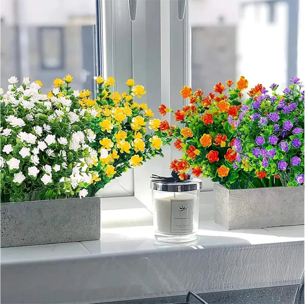 1 Bundle Artificial Flowers Outdoor UV Resistant Shrubs Plants Fake Flower Greenery for Office Kitchen Wedding Garden Decor