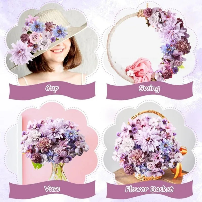 1Bag Artificial Flower Head For Home Room Wedding Decoration Handmade Craft Wreath Christmas Tree Decor 2025 Navidad Supplies