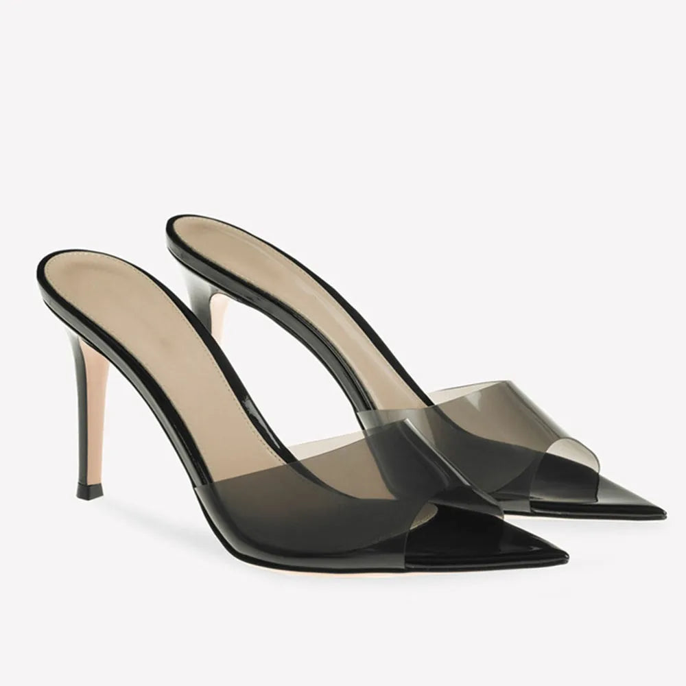 2026 Peep Toe Sexy Summer Women's Mules Pump Sandals Elegant Chic Super Thin High Heels Office Lady Party Shoes Slipper Sandals