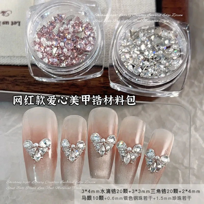 50PCS 3D Mini Zircon Nail Art Rhinestone Crystal Diamond Accessories For Glitter Manicure Nails Decoration Supplies Material