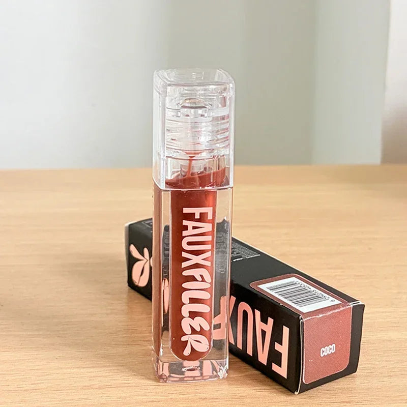 ROD Lipstick Makeup Non-Sticky Lip Gloss Hydrating Crystal Clear Lip Oil Plumping Moisturize Tinted Lipstick Natural Lip Makeup