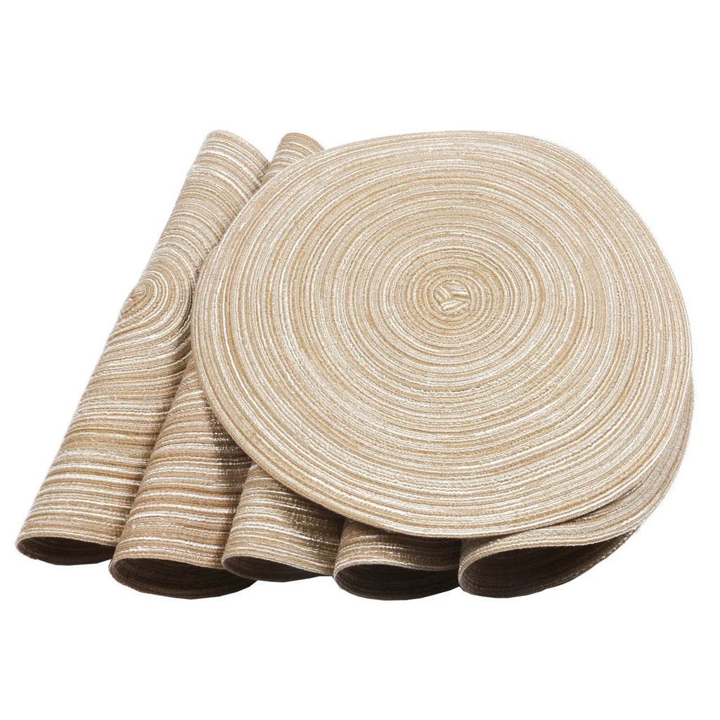 Round Braided Placemat Set of 6 Washable Round Placemats for Kitchen Table Round Table Mats for Party BBQ Christmas Everyday Use