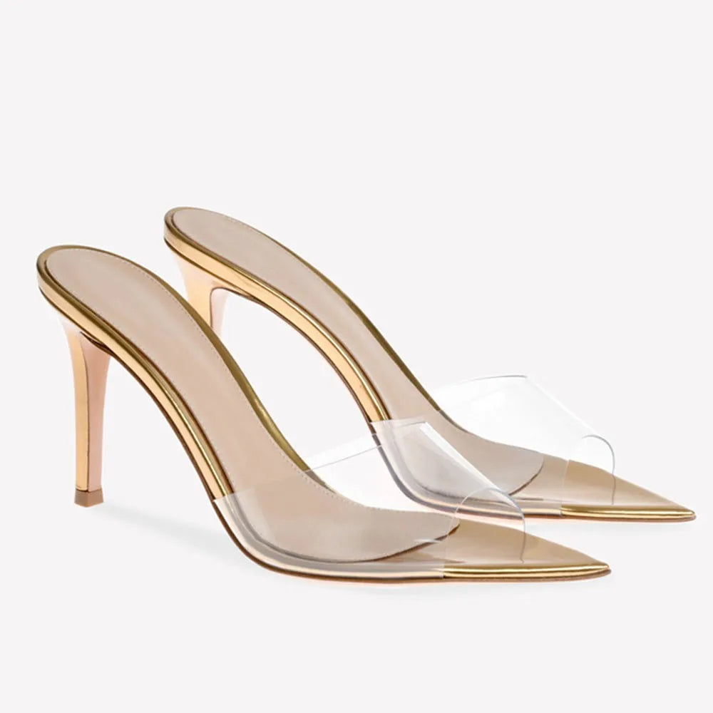 2026 Peep Toe Sexy Summer Women's Mules Pump Sandals Elegant Chic Super Thin High Heels Office Lady Party Shoes Slipper Sandals
