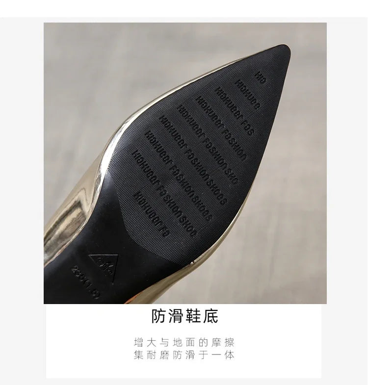 2026 New Lady Pointe Toe Gold Silver Pumps Female Wedding Bridal Shoes  Fashion Women Patent Leather High Heels Plus Size 45
