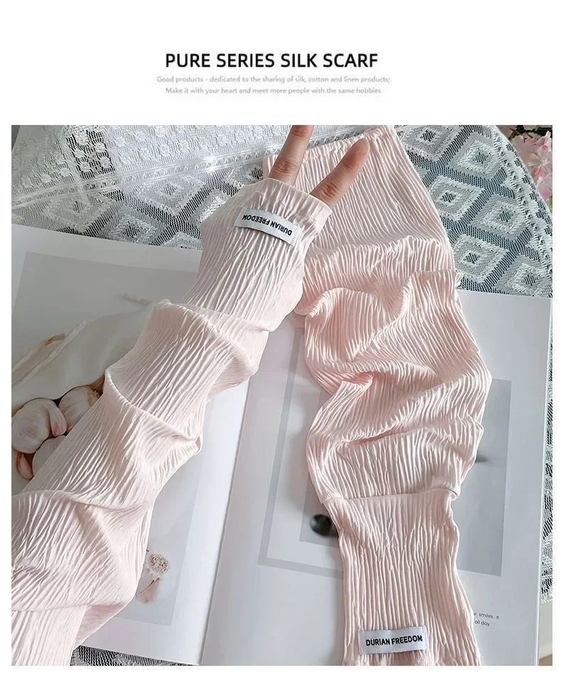 Ice silk sunscreen sleeves, solid color, simple Korean version, driving, cycling, sun shading, UV protection, summer