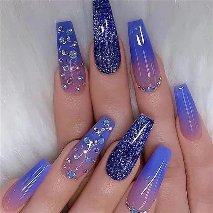 24Pcs/Set Love Ballerina Press on Nails Sets Free False Nails Adhesive Full Cover Artificial Art Fake Nail Professional Material