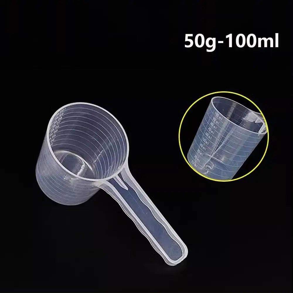 5pcs/set Transparent Plastic Spoon Measuring Flat-bottomed Spoon with Scale Useful Kitchen Baking Measuring Spoon
