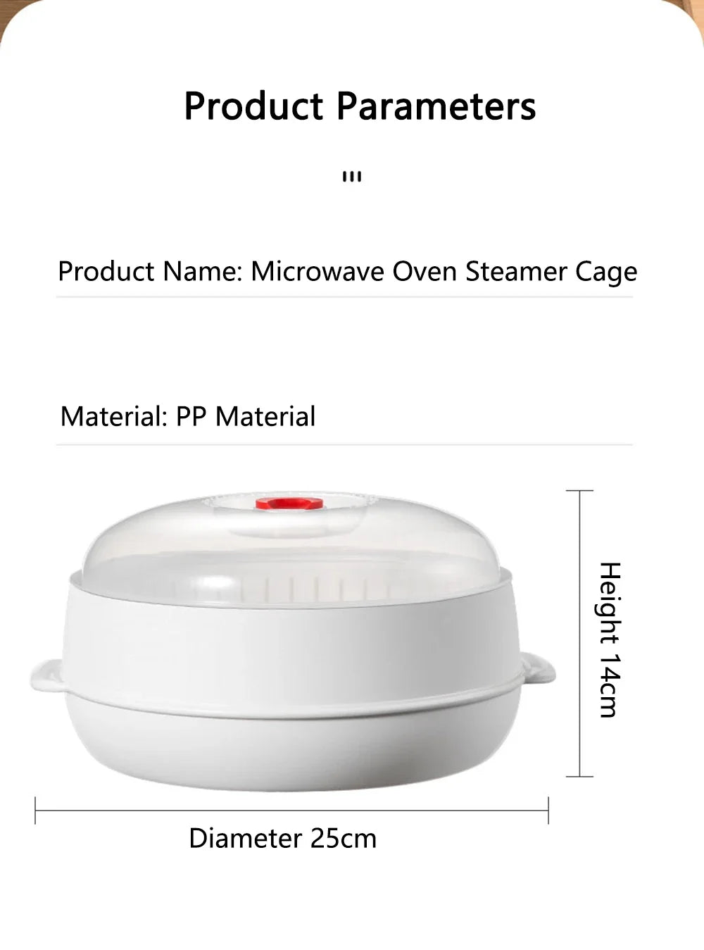 COOKER KING Microwave Heating Steamer Large Capacity Household Kitchen Steamer Box with Steam Vent