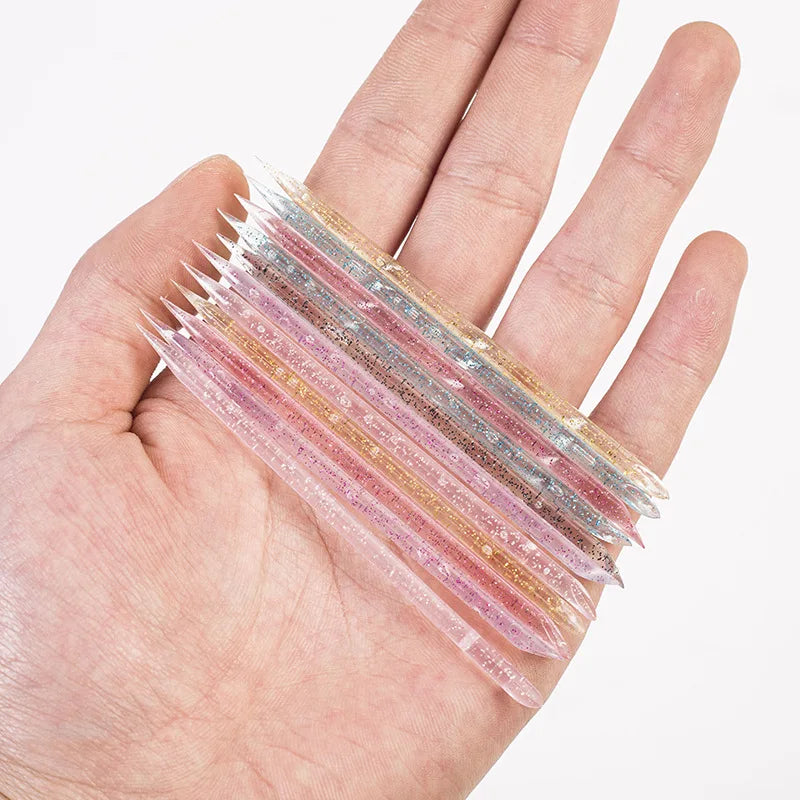 50/100 Pcs Reusable Double-Ended Cuticle Tool - Crystal Nail Art Pusher for Manicure & Pedicure