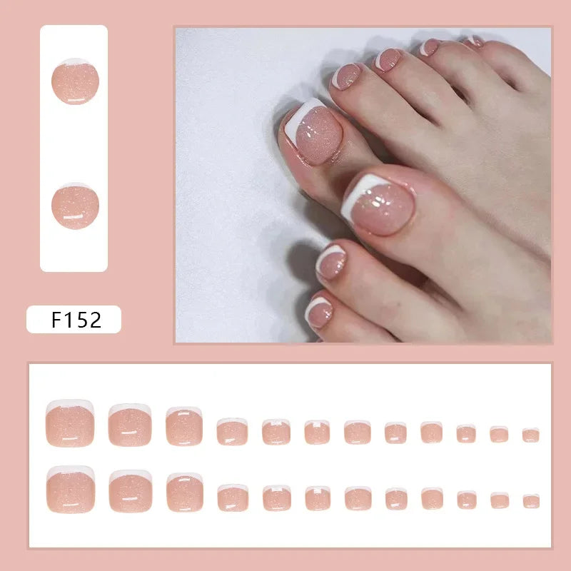 Simple French Press on Nails Fake Nails Tips with Sticker False Toenail Design Butterfly Lovely Girl False Toenail