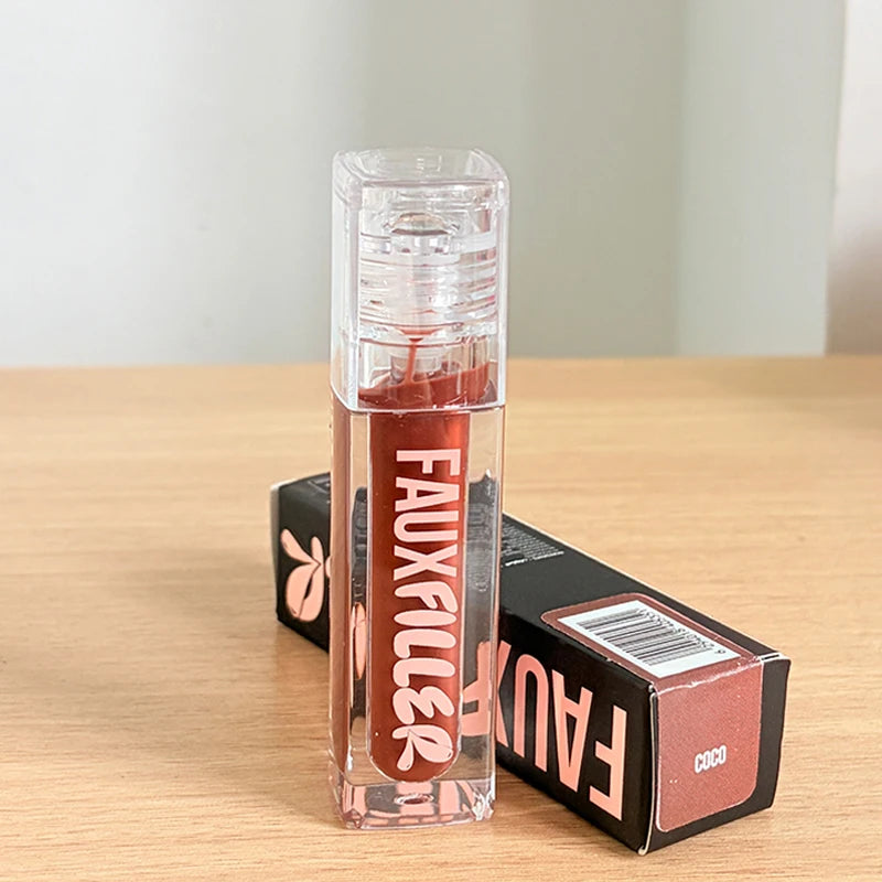ROD Lipstick Makeup Non-Sticky Lip Gloss Hydrating Crystal Clear Lip Oil Plumping Moisturize Tinted Lipstick Natural Lip Makeup