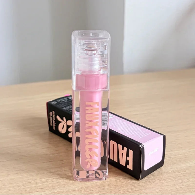 ROD Lipstick Makeup Non-Sticky Lip Gloss Hydrating Crystal Clear Lip Oil Plumping Moisturize Tinted Lipstick Natural Lip Makeup