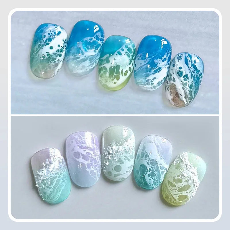 BORN PRETTY 10ml  Ocean Wave Watercolor Liquid Gel Polish White Blossoming 3 Seconds Spread Stroke Wave Bubble Nail Art Design