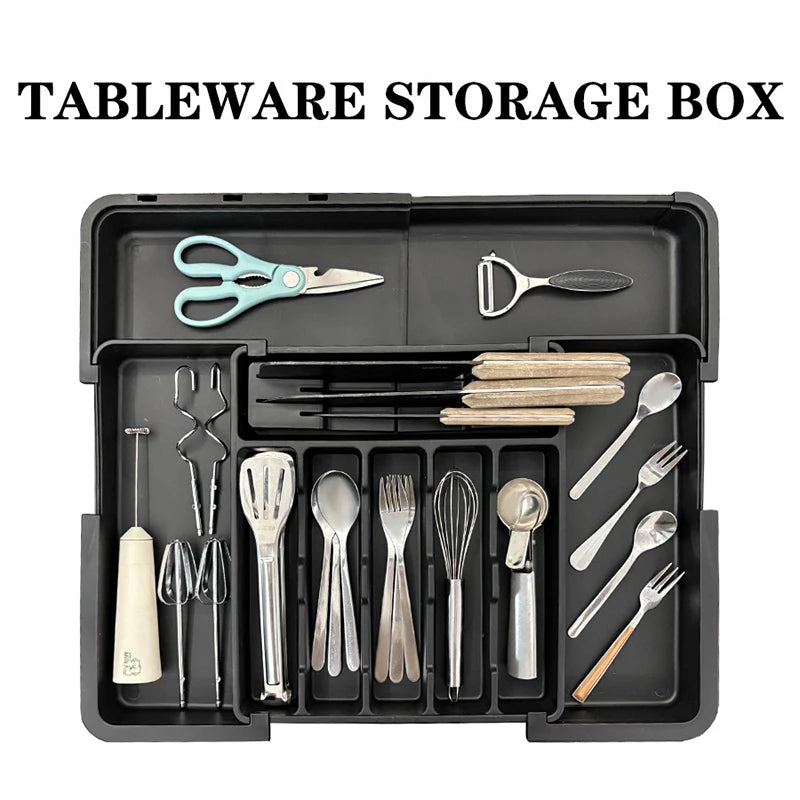 BPA Free Large Expandable Cutlery Tray - Kitchen Drawer Organizer for Silverware