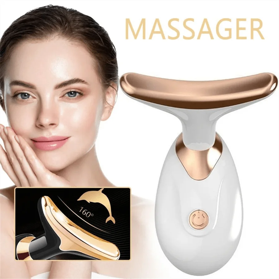Neck Facial Lifting Device EMS Microcurrent LED Photon Therapy Vibration Face Massager Anti Wrinkles Tightening Skin Care Tools