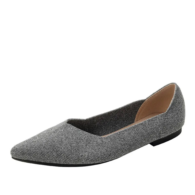 women's flat shoes large 42 / 43 upper breathable knitted sole non slip rubber material pointed shoes spring / summer2024 new