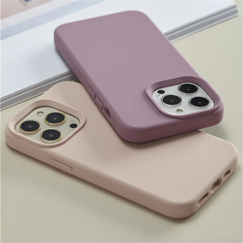 Soft Smooth Protector Shockproof Back CoverFor iPhone 16 Pro Max 15 14 11 12 13 Mini 7 8 Plus XR XS Candy Color Phone Case