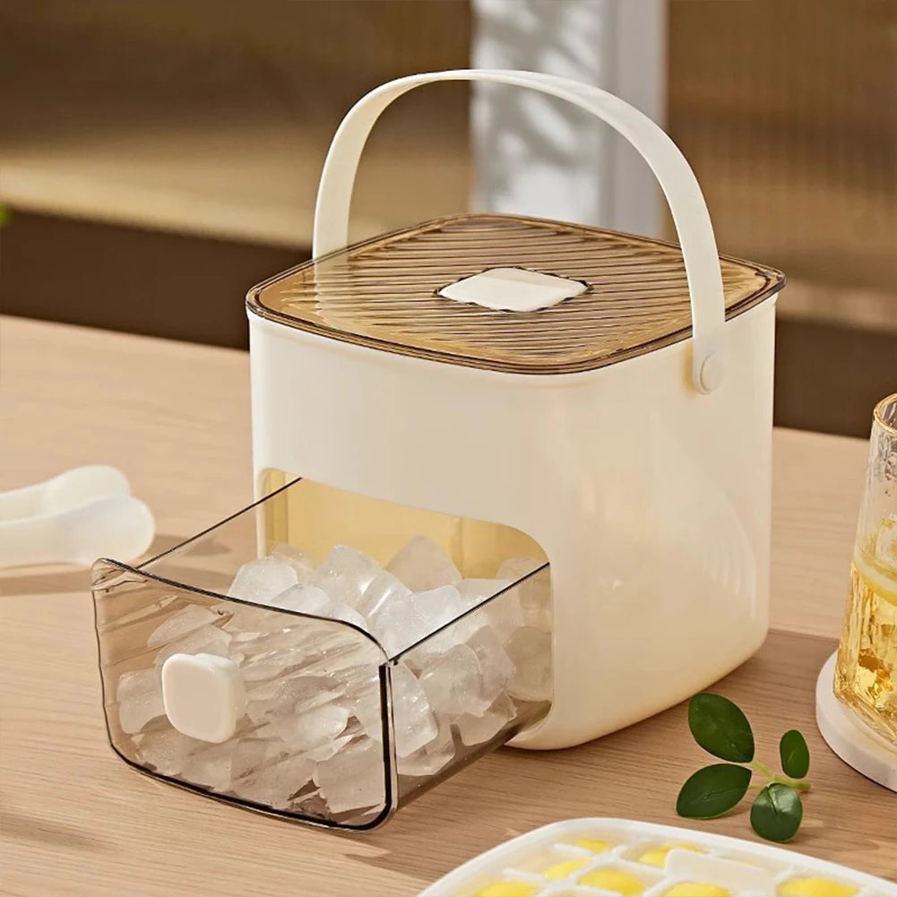 Portable Ice Maker with Handle & Storage Drawer Countertop Ice Cube Maker Compact Ice Maker Machine for Household & Outdoor Use