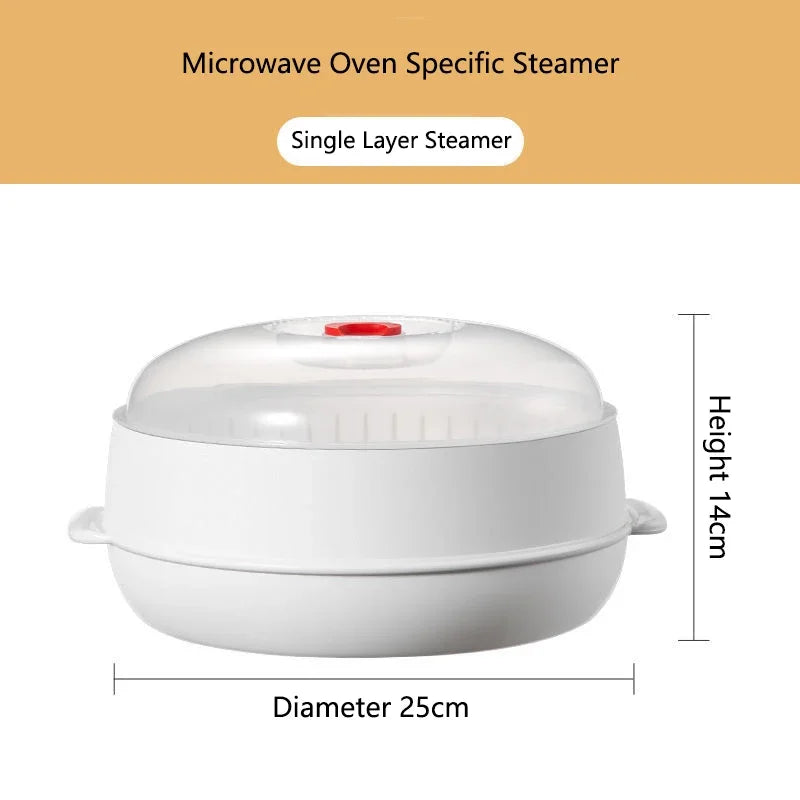 COOKER KING Microwave Heating Steamer Large Capacity Household Kitchen Steamer Box with Steam Vent