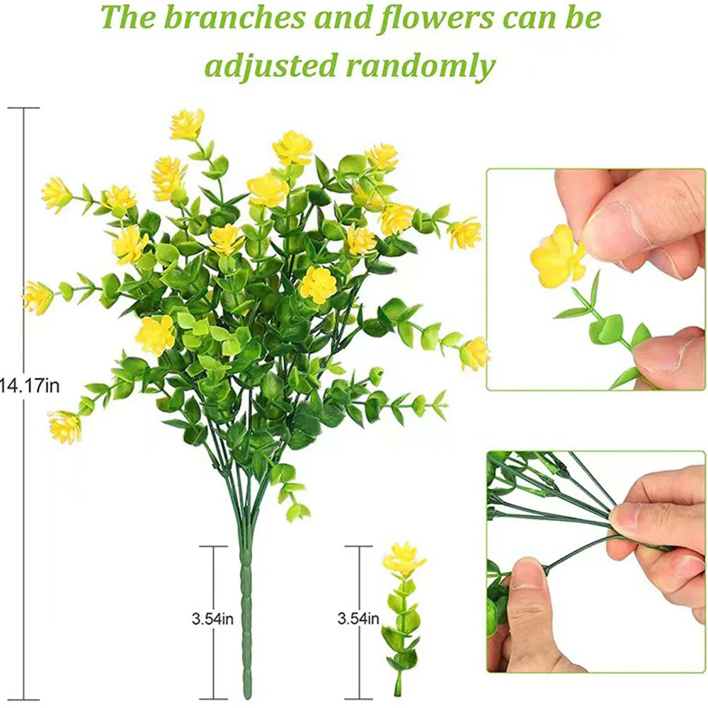 1 Bundle Artificial Flowers Outdoor UV Resistant Shrubs Plants Fake Flower Greenery for Office Kitchen Wedding Garden Decor