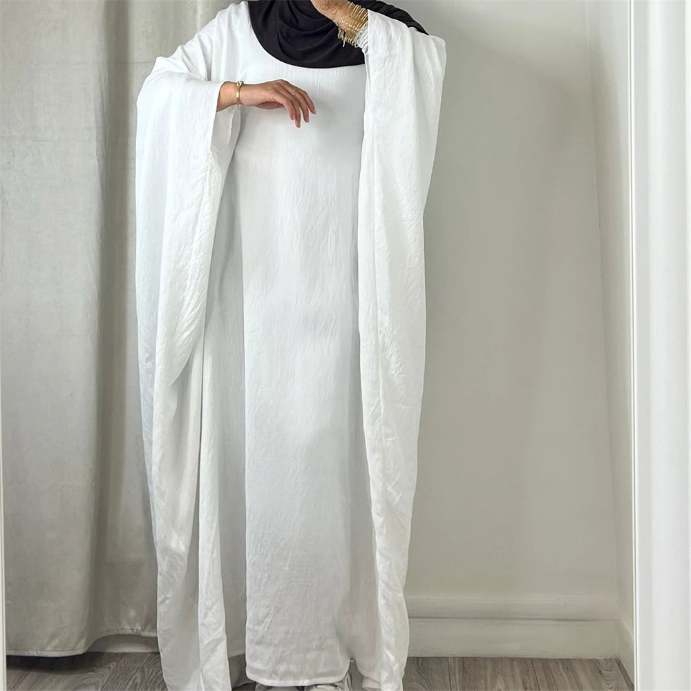 Ramadan Eid Soft Crepe Khimar Batwing Abaya Dubai Islam Muslim Modest African Dresses For Women Kaftan Kebaya Robe Femme Musulma
