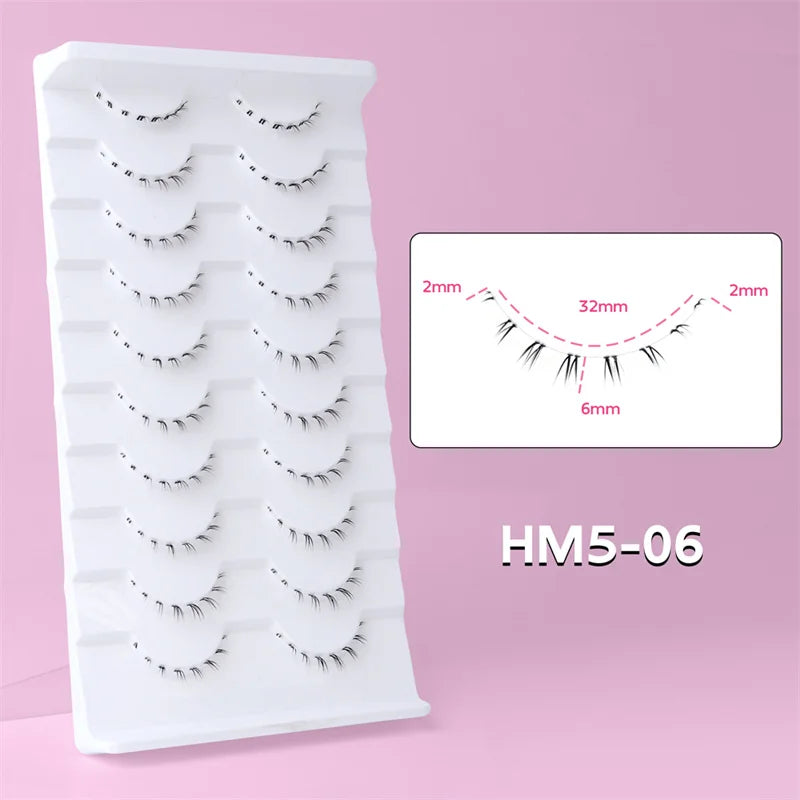 10Pairs Lower Eyelashes Pack Under Eye Lashes Soft Lower Eyelashes 100% Handmade Clear Band Manga Bottom Lashes Makeup Tools