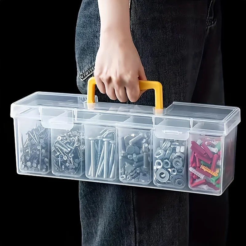 Professional 7-Piece Tool Organizer Set,Transparent Parts Storage with Dividers-Portable Case for Screws,Wrenches & DIY Hardware