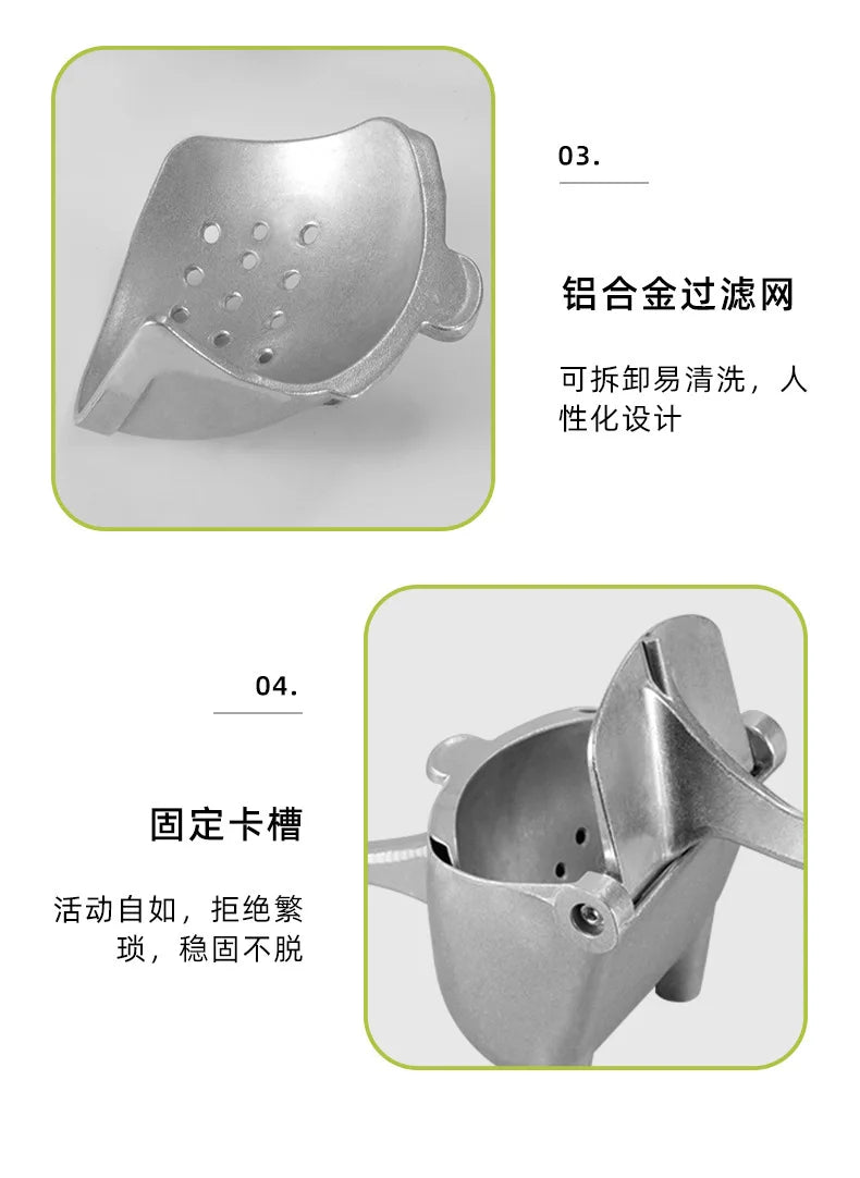 2024 Manual Juice Squeezer Aluminum Alloy Hand Pressure Juicer Pomegranate Orange Lemon Sugar Cane Juice Bar Kitchen Fruit Tool