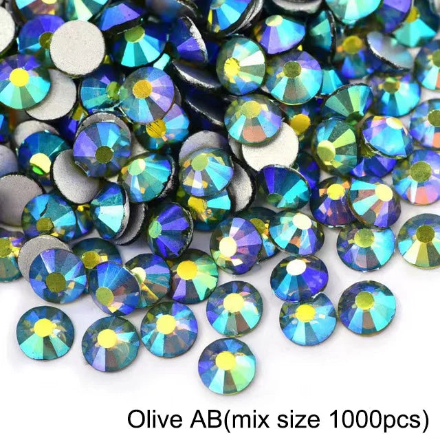 1440Pcs/Pack Flatback 3D Glass Swarovsky DIY Nails Rhinestones Art Decoration Shiny Crystal Stones Gems Manicure