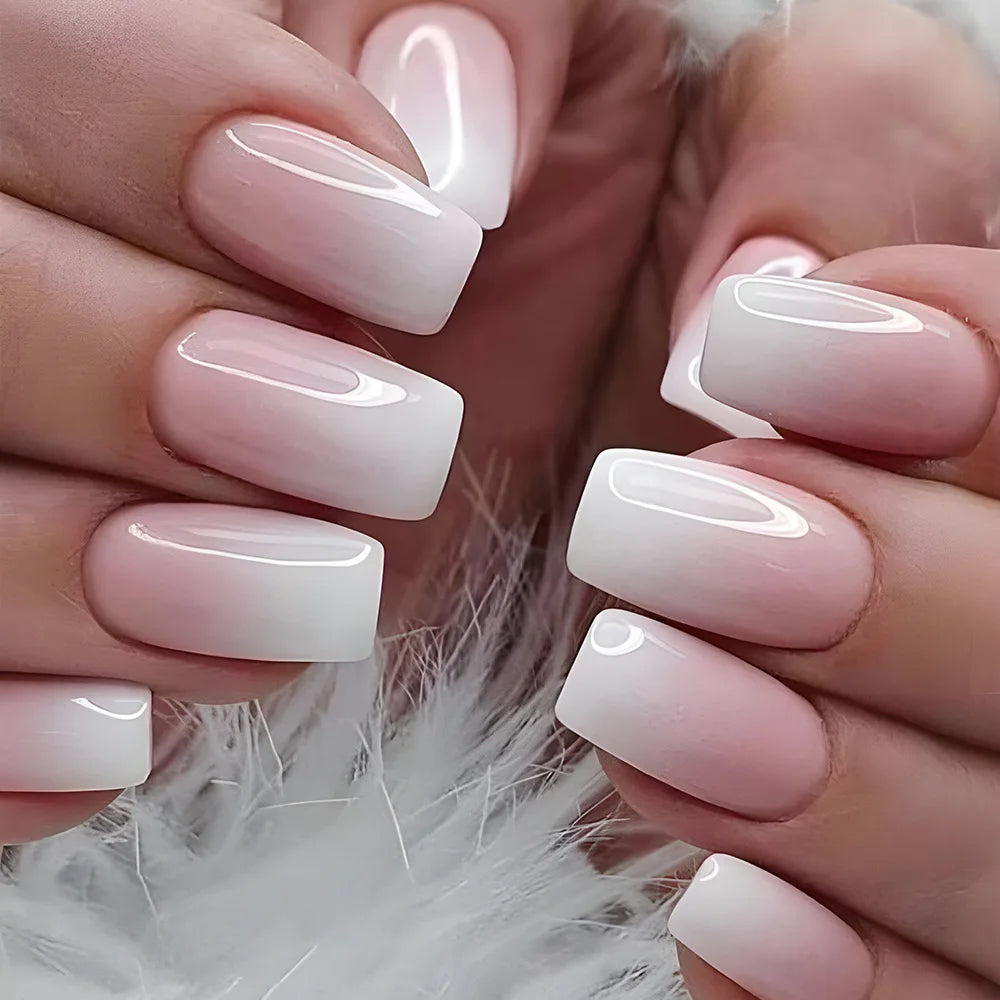 24Pcs/Set Love Ballerina Press on Nails Sets Free False Nails Adhesive Full Cover Artificial Art Fake Nail Professional Material