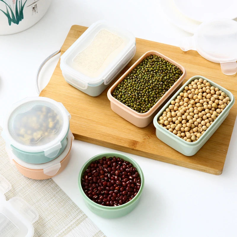 Mini Refrigerator Crisper Small Lunch Box Plastic Airtight Jar Storage Box Round Kitchen Insulated Lunch Box Organizer Snack Box