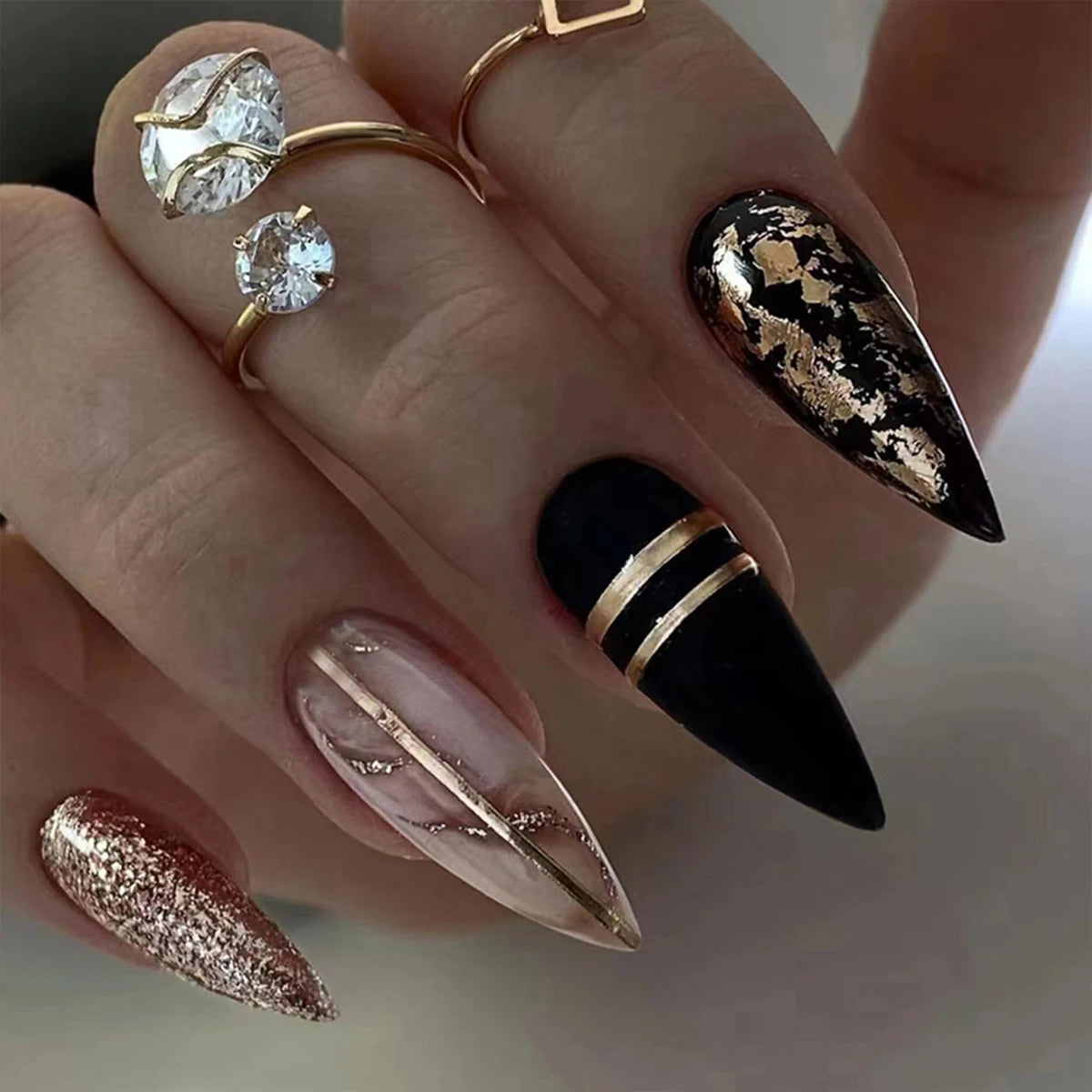 24 pieces of new French-style press-on nails (fashionable fake nail stickers), paired with 1 piece of jelly glue and 1 nail file