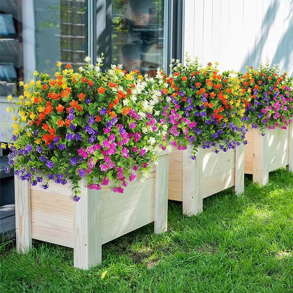 1 Bundle Artificial Flowers Outdoor UV Resistant Shrubs Plants Fake Flower Greenery for Office Kitchen Wedding Garden Decor