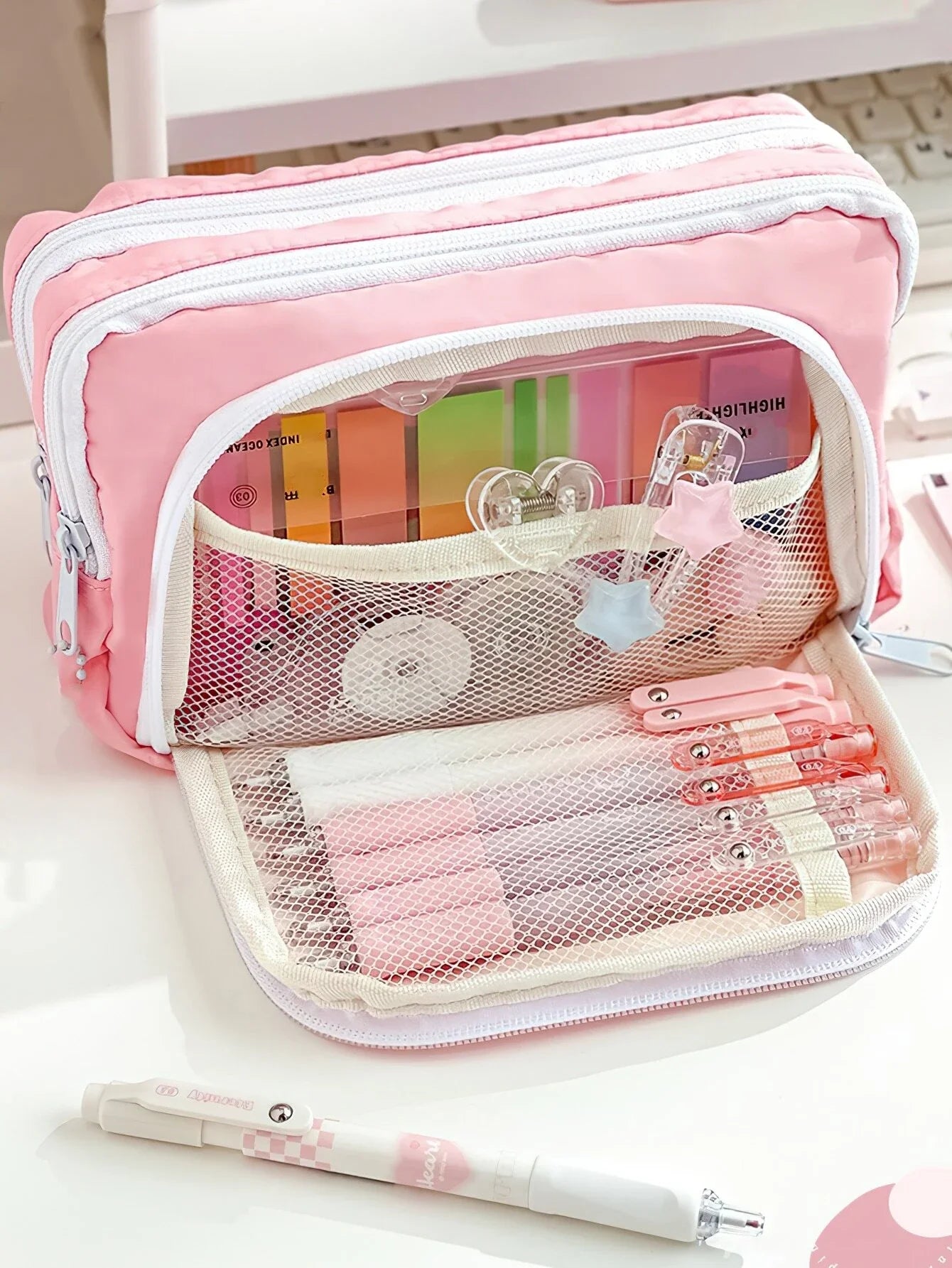 Cute Multi Layer Pencil Case Pouch, Large Capacity Pen Case Bag,Durable Stationery Storage Bag For Students, School&Office