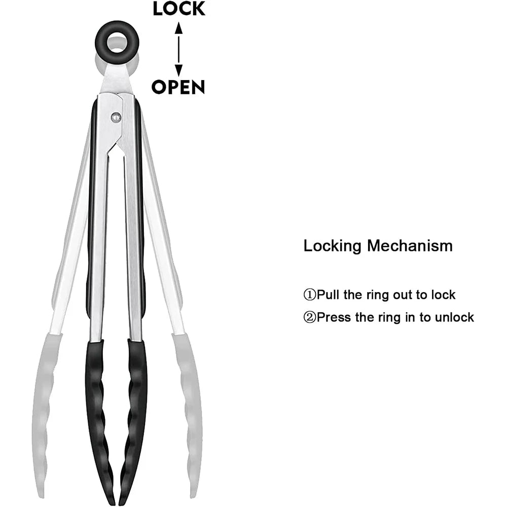 LMETJMA Kitchen Tongs Silicone Food Tongs Non Stick Cooking Serving Tongs For BBQ Salad Steak Pasta Spaghetti Noodles JT302