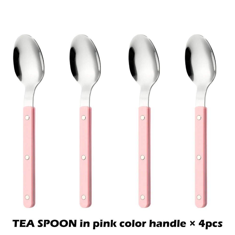 Fashionable Design Top Mirror Polishing Cutlery Sets Stainless Steel 18/8(304) ABS Handle With Rivets Silverware Set For Kitchen