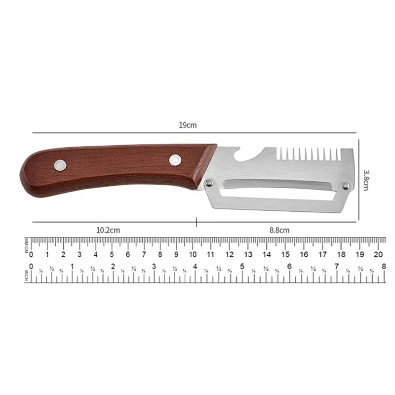 Multipurpose Vegetable Peeler Stainless Steel Kitchen Tool Wooden Handle Cutter For Scallion Potato Fruit Asparagus Winter Melon