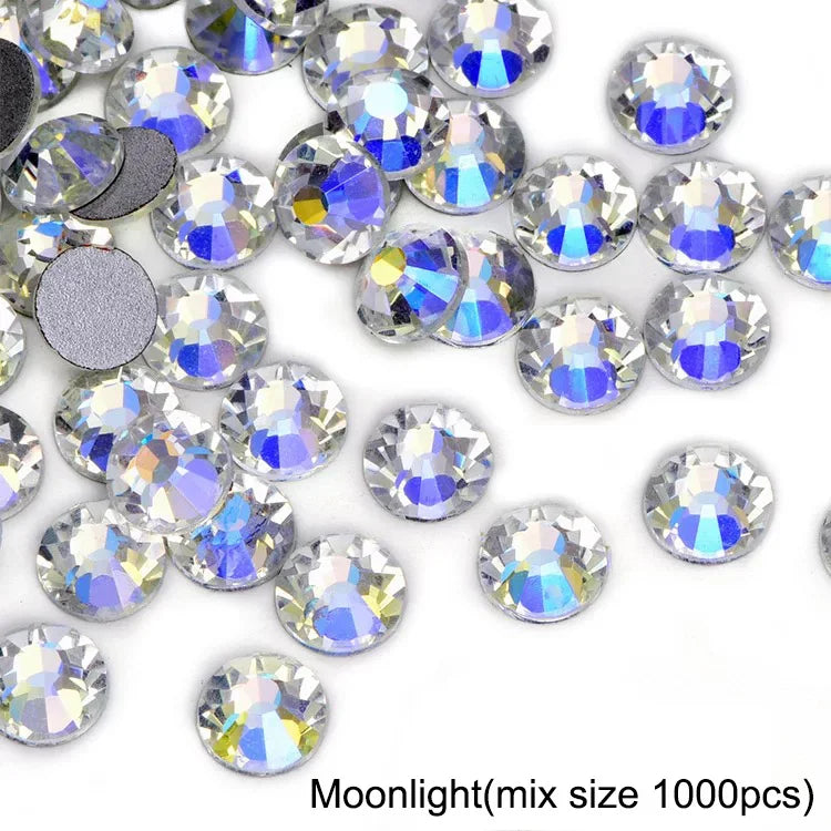 1440Pcs/Pack Flatback 3D Glass Swarovsky DIY Nails Rhinestones Art Decoration Shiny Crystal Stones Gems Manicure