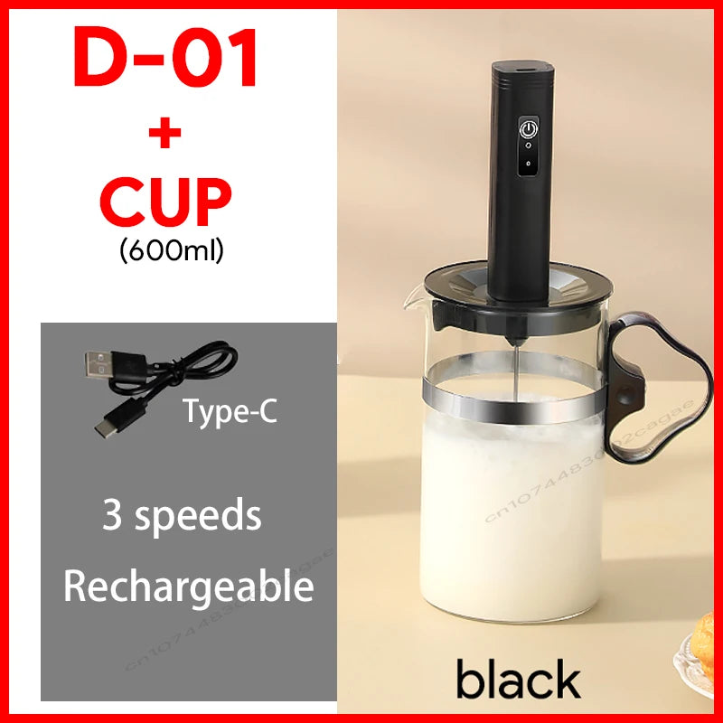 MINI Coffee Frother USB Rechargeable 3 Speeds Foam Maker Coffee Milk Mixer Electric Handle Blender Egg Beater Hot Cooking Tools