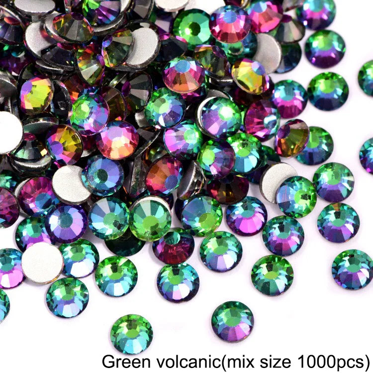 1440Pcs/Pack Flatback 3D Glass Swarovsky DIY Nails Rhinestones Art Decoration Shiny Crystal Stones Gems Manicure